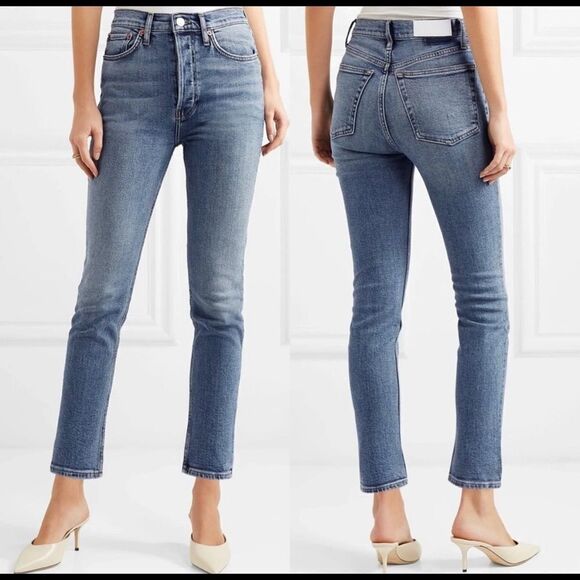 RE/DONE High Rise Ankle Crop Mid 80’s Wash - Picture 1 of 8